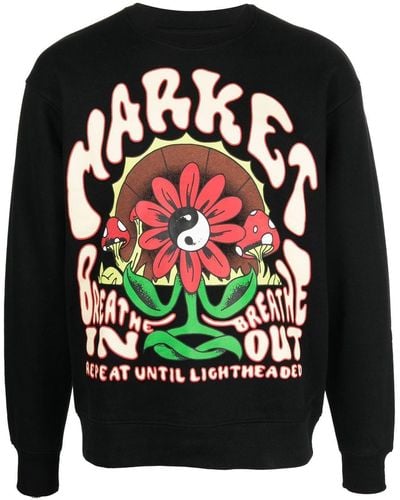 Market Graphic-print Cotton Sweatshirt - Black
