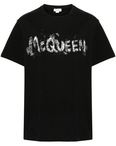 Alexander McQueen Camiseta con logo estampado - Negro