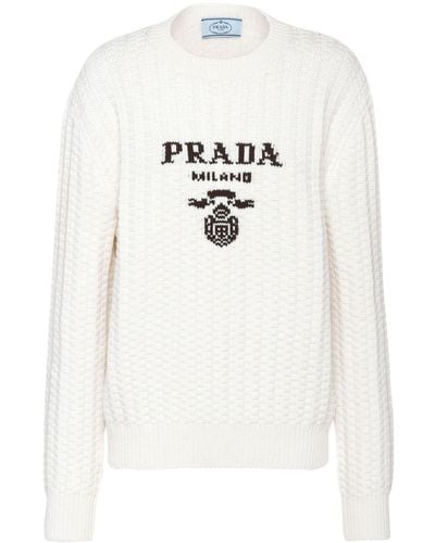 Prada Cashmere Logo Sweater - White