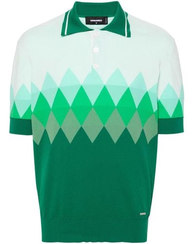 DSquared² Argyle Check Polo Shirt - Men's - Polyamide - Green