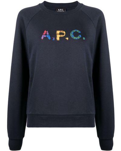 A.P.C. Sweatshirt mit Logo-Patch - Blau