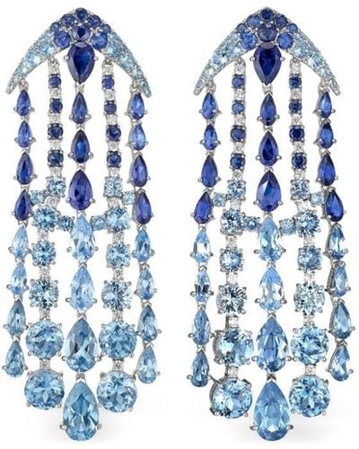 Anabela Chan 18kt White Gold Vermeil Waterfall Multi-stone Earrings - Blue