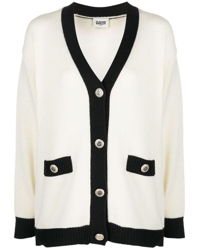 Claudie Pierlot Contrasting-borders Knitted Cardigan - Natural