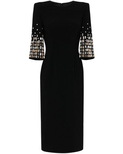 Jenny Packham Highball Queen Crystal-embellished Midi Dress - Black