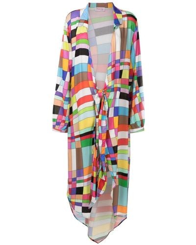 Amir Slama Maxi-jurk Met Geometrische Print - Wit