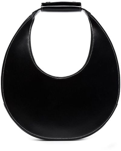 STAUD Moon Leather Tote Bag - Black