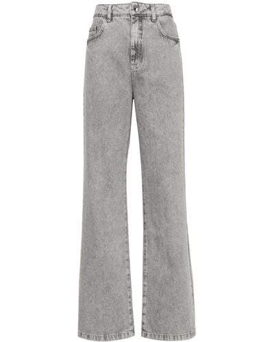 Patrizia Pepe High-rise Flared Cotton Jeans - Grey