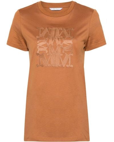 Max Mara Taverna T-Shirt mit Logo-Applikation - Orange