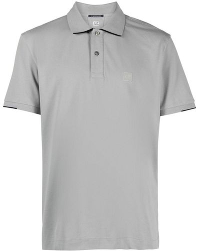 C.P. Company Logo-print Piqué-weave Polo Shirt - Gray