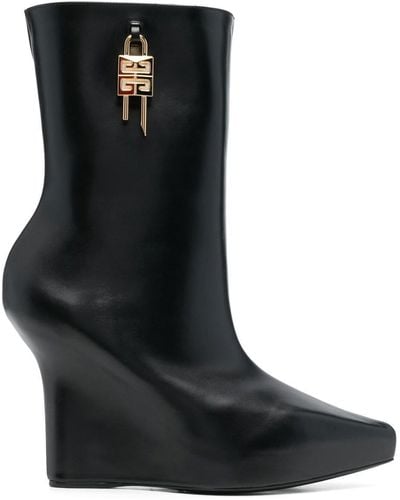 Givenchy 4 Lock Leather Wedge Boots - Black