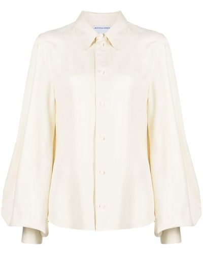 Bottega Veneta Puff-sleeve Satin Effect Shirt - White