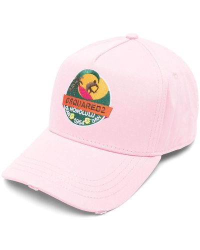 DSquared² Wave Logo Patch Baseball Cap - Pink