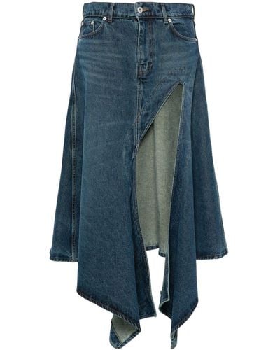 Y. Project Cut-Out Midi Denim Skirt - Blue