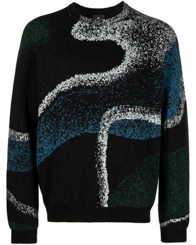PS by Paul Smith Pull en maille intarsia à col rond - Noir