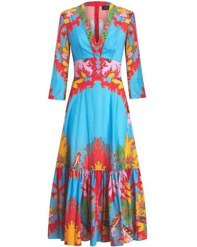 Etro Flared Dress With Paisley Print - Blue