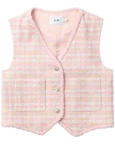 B+ AB V-neck Tweed Waistcoat - Pink