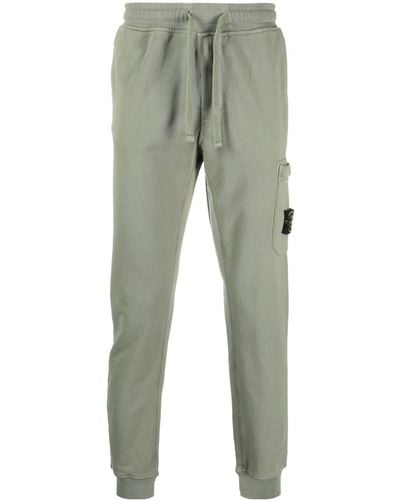 Stone Island Compass-patch Cotton Track Trousers - Green