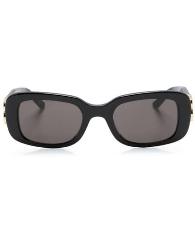 Balenciaga Logo-plaque Rectangle-frame Sunglasses - Gray