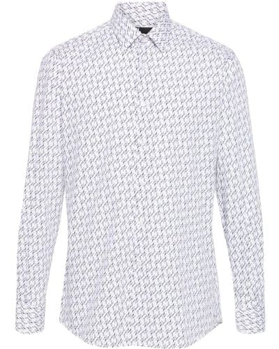 Karl Lagerfeld Camicia con stampa FF Karligraphy - Bianco