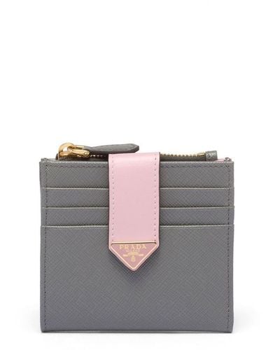 Prada Portemonnaie aus Saffiano-Leder - Grau