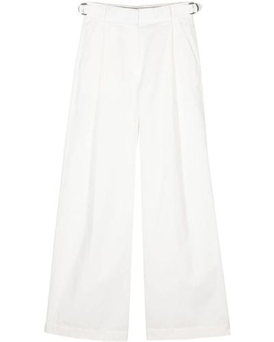 Emporio Armani Wide Leg Cotton Trousers - White