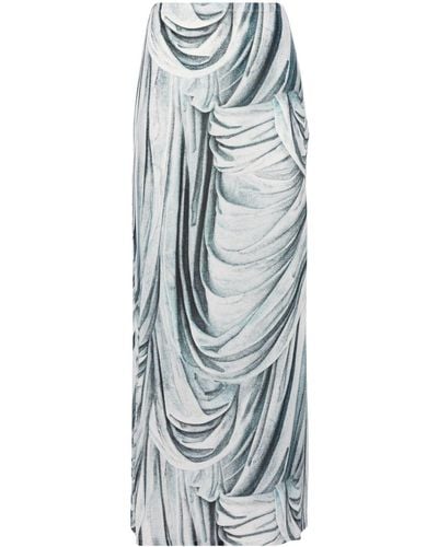 Rabanne Jupe mi-longue à imprimé statue - Bleu