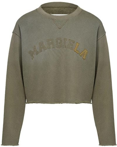 Maison Margiela Crop Sweatshirt With Application - Green
