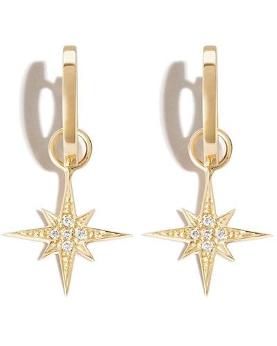 Sydney Evan 18kt Yellow Gold Starburst Charm Diamond Hoop Earrings - Metallic
