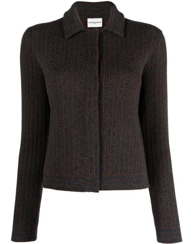 Claudie Pierlot Two-tone Striped Knitted Cardigan - Black