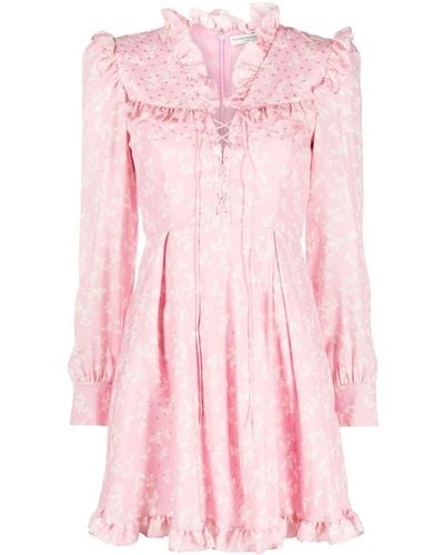 Alessandra Rich Floral-print Ruffled Minidress - Pink