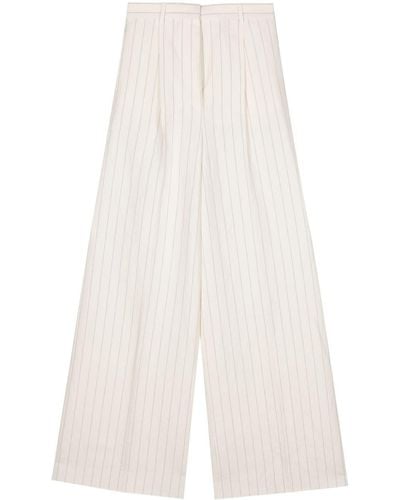 Max Mara Giuliva Pinstriped Wide Trousers - White