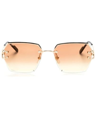 Cartier C Décor Rimless Rectangular-frame Sunglasses - Natural