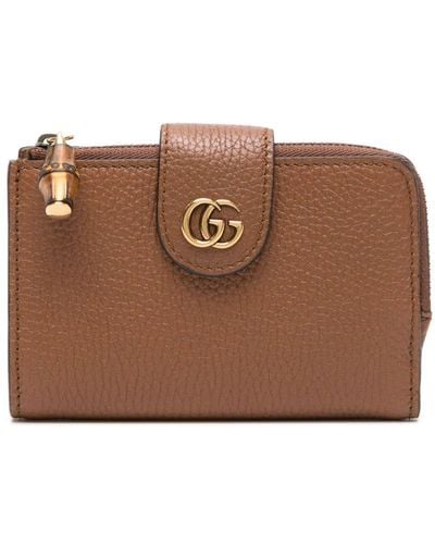 Gucci Medium Double G Wallet With Bamboo - Brown