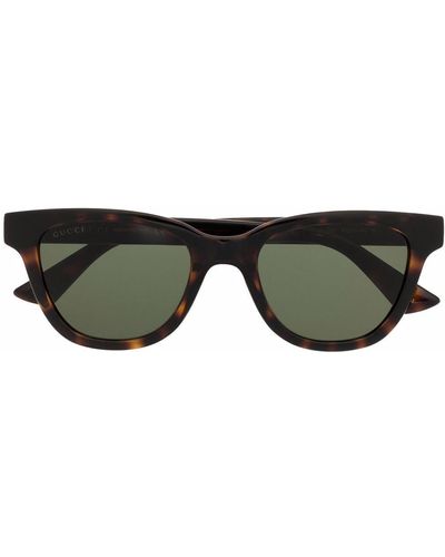 Gucci Eckige Sonnenbrille in Schildpattoptik - Mehrfarbig