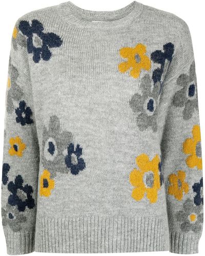 B+ AB Floral Knit Sweater - Grey