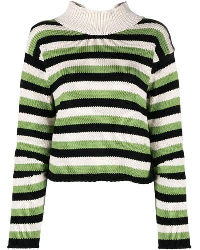 Marni Striped Crochet-knit Sweater - Green