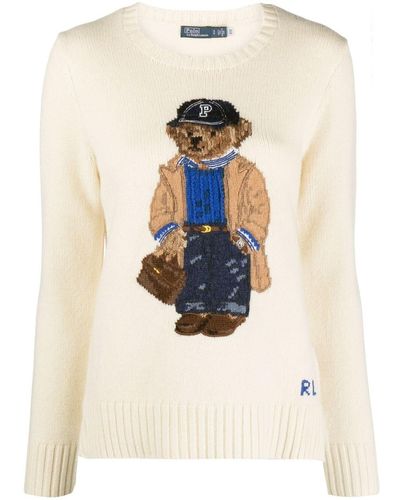 Polo Ralph Lauren Polo Bear Sweater In Wool And Cashmere - Natural