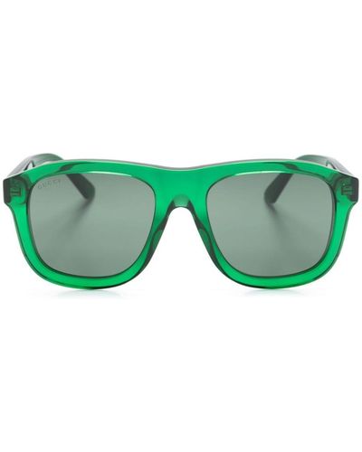 Gucci Sonnenbrille mit Oversized-Gestell - Grün