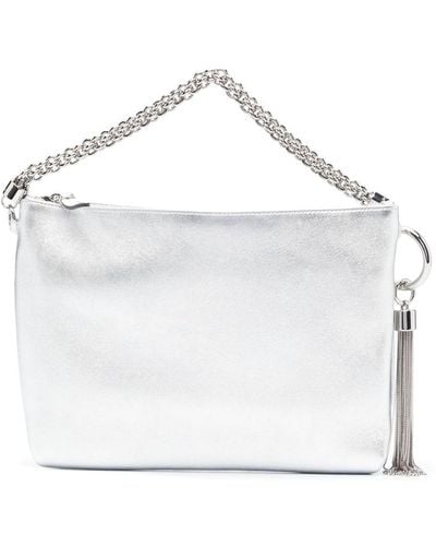 Jimmy Choo Callie Metallic Tassel Clutch - Gray