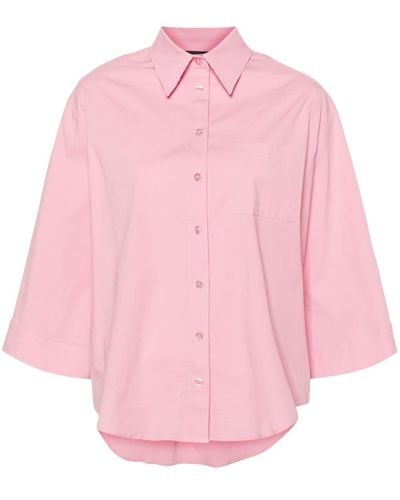 FEDERICA TOSI Straight-collar Cotton Shirt - Pink