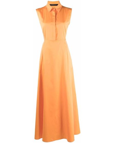 FEDERICA TOSI Full-length Sleeveless Shirt Dress - Orange