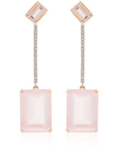 Mateo 14kt Gold Diamond Quartz Earrings - Pink