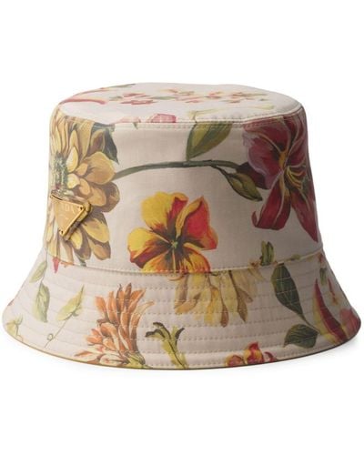 Prada Floral-print reversible bucket hat - Natur