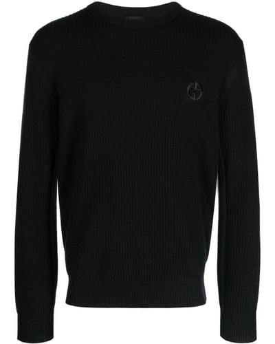 Giorgio Armani リブニット セーター - ブラック