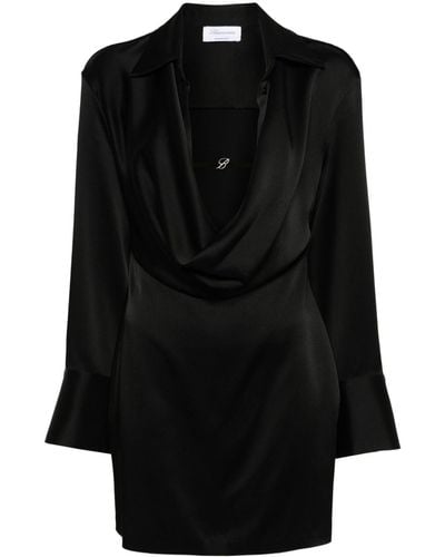 Blumarine Cowl-neck Satin Mini Dress - Black
