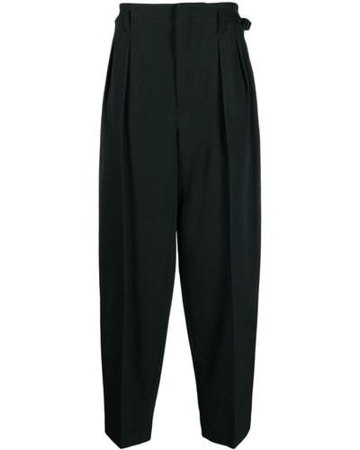 Lemaire Pleated-detail Virgin-wool Tapered Pants - Black