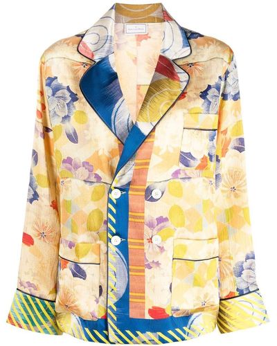 Pierre Louis Mascia Floral-print Silk Jacket - Yellow