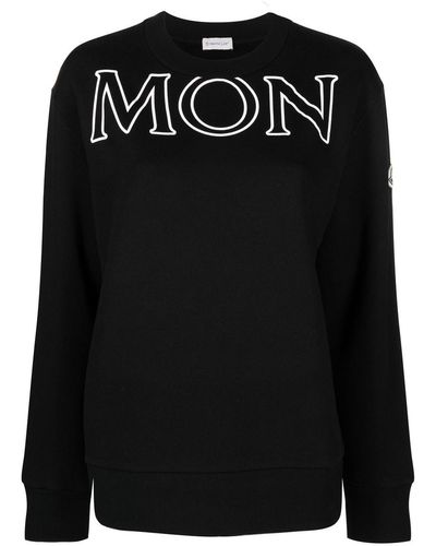 Moncler Sweatshirt mit Logo-Print - Schwarz