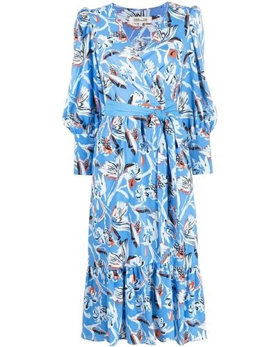 Diane von Furstenberg Floral-print Midi-dress - Blue