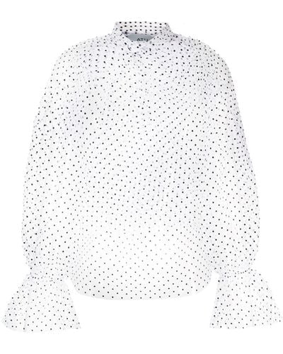 Atu Body Couture Blusa a pois semi trasparente - Bianco